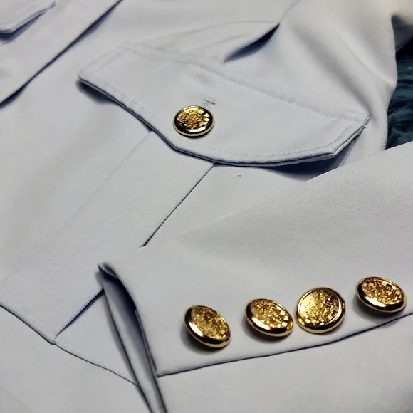 Sky blue v-neck pocket blazer suit jacket for women sz M - Picture 10 of 16